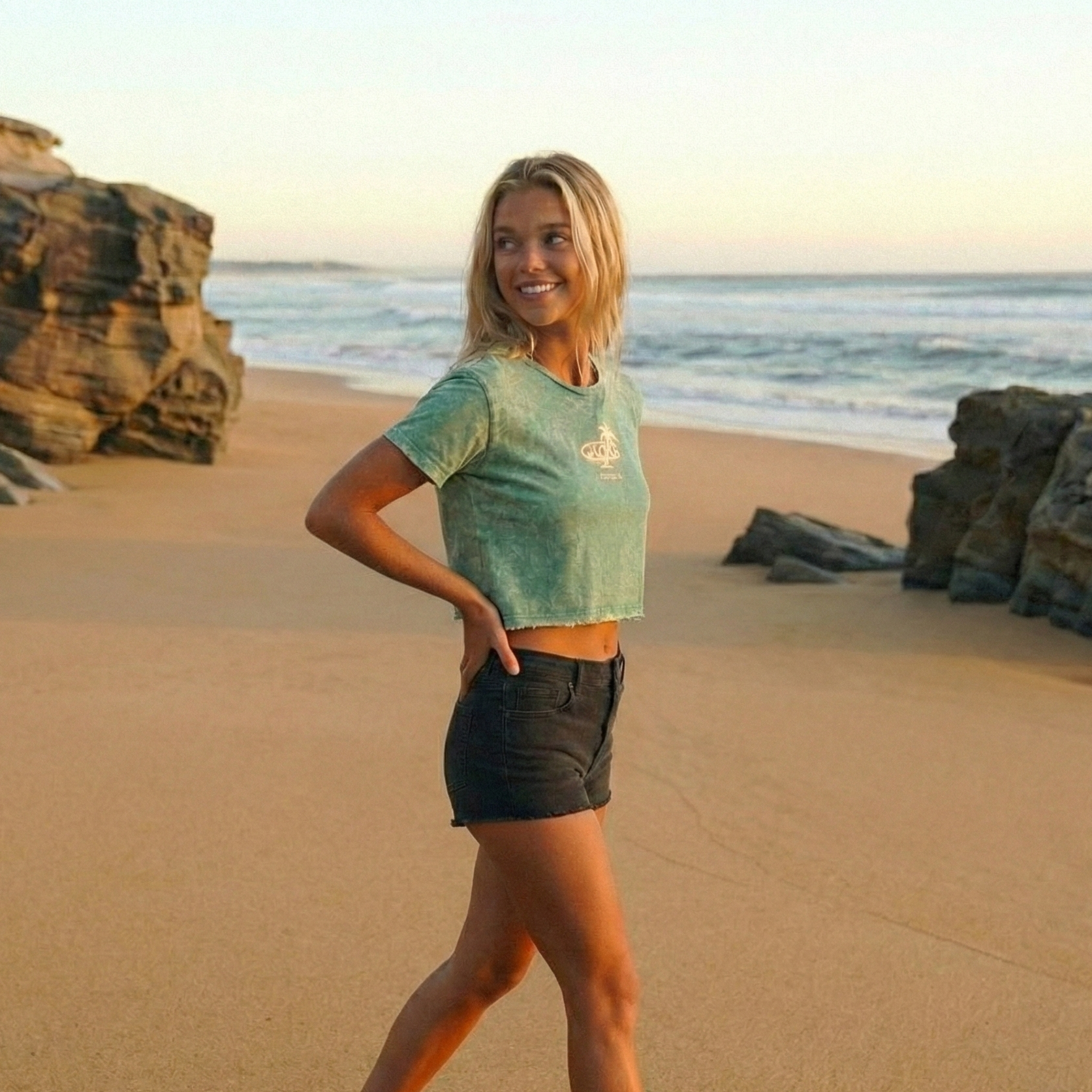 Ladies Crop Tee - Green